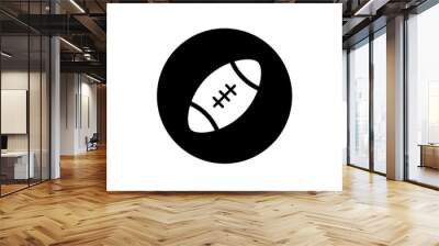 American football icon in black round Wall mural