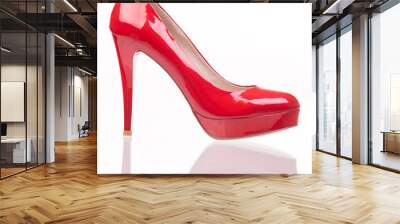 Luxury red female shoe over white Wall mural