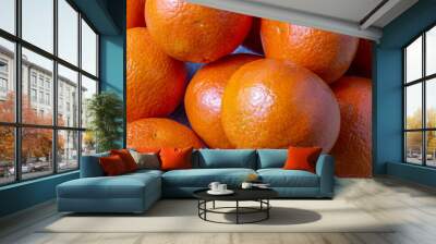 Ripe fresh tangerines close-up. Wall mural