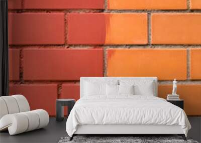 Brick wall paint two colors red and brown or orange abstract urban background design art texture Wall mural