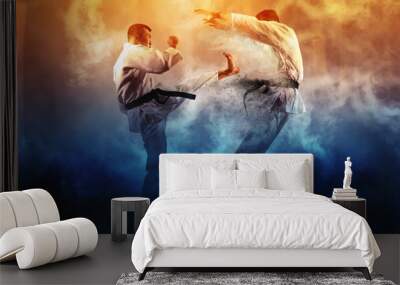  Two male karate fighting Wall mural