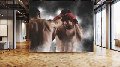 Box professional match on smoke background. Two image of the same model Wall mural