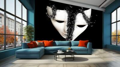 Destruction. White theatrical mask Wall mural