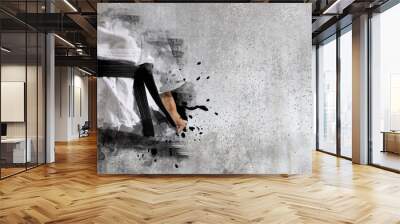 Martial arts master on wall background Wall mural