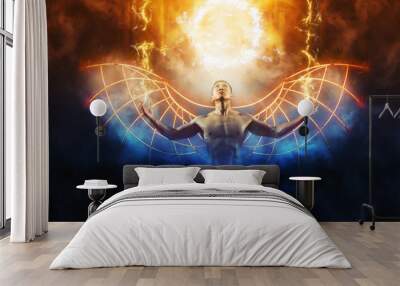 Men summons evil forces and opens hell portal Wall mural