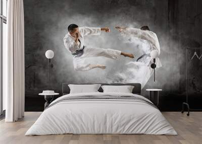 two male karate fighting Wall mural