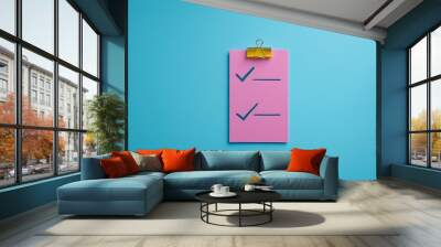 check list concept with copy space, sheet of paper top view Wall mural