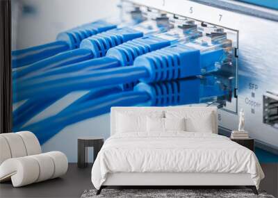 Network switch and ethernet cables Wall mural