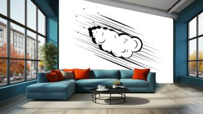 Comic explosion of set. This piece conveys the energy of a blast with striking simplicity, using a black and white style against a clean white background. Vector illustration. Wall mural