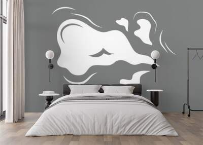 Concept Smoke effect. This is a flat vector cartoon concept illustration of a white cloud of smoke on a grey background, commonly used in web design. Vector illustration. Wall mural