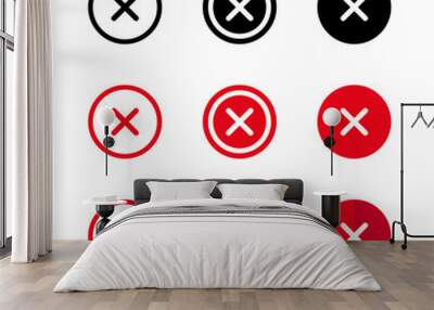 delete button flat icon set Wall mural