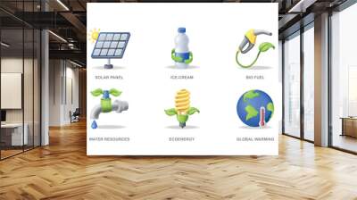 Ecology 3D icons set in modern design. Pack isolated elements Wall mural