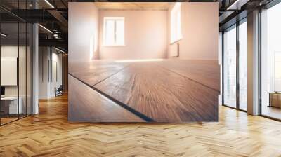 A fresh new floor in the early morning in a room with sunlight Wall mural