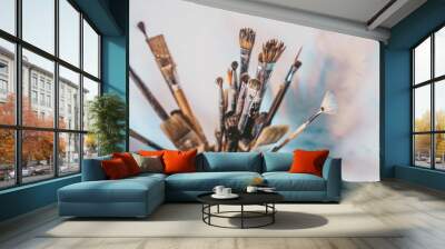 A set of old brushes in the artist's studio Wall mural