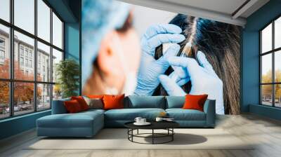 Cosmetology - plasma injection into the scalp - aesthetic medicine - safe restoration of healthy skin Wall mural