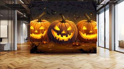 halloween jack o lantern pumpkin illustration Wall mural