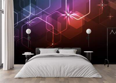 Abstract background with multicolored hexagons, vector illustration. Wall mural