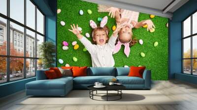 cheerful boy and girl Wall mural