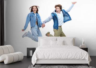 cheerful guy and girl Wall mural