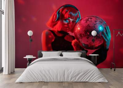 disco cyberpunk girl Wall mural