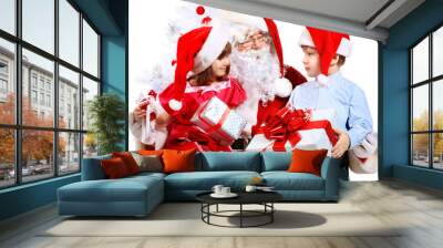 kids with santa Wall mural