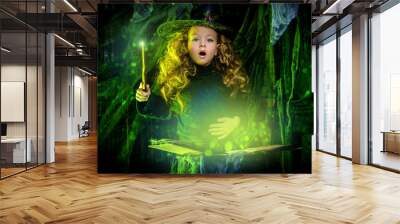 little witch casts a spell Wall mural