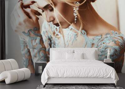 pensive beautiful bride Wall mural