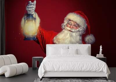 santa claus with lantern Wall mural