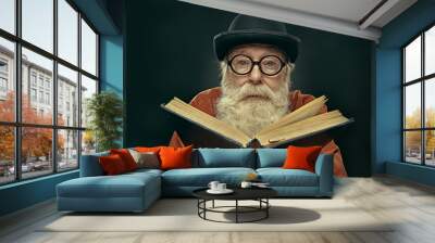 smart grandfather in glasses Wall mural