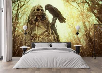 sorcerer with black raven Wall mural