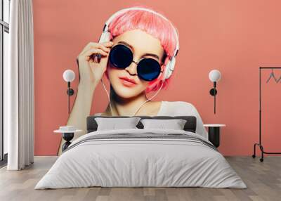 sunglasses and headphones Wall mural