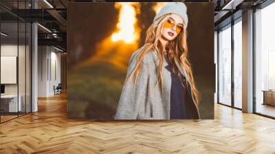 sunset and autumn fashion Wall mural