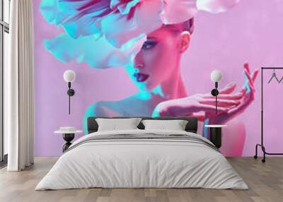 tender woman and flower Wall mural