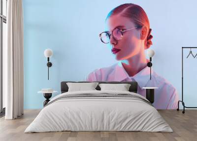 young woman in trendy glasses Wall mural