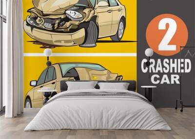 two carashed cars Wall mural