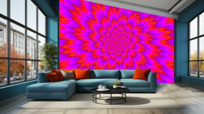 Scarlet flower. Red flower blossom. Optical expansion illusion. Wall mural