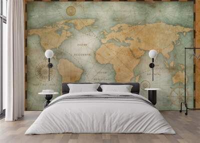 Ancient world map illustration based on image furnished by NASA Wall mural