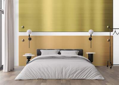 Bronze and gold metal plates isolated with clipping paths Wall mural