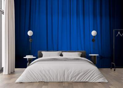 curtain or drapes blue background Wall mural