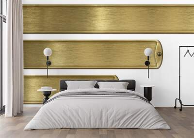 Gold or brass brushed metal plates set isolated Wall mural