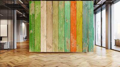 old colorful wood planks texture or background Wall mural