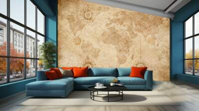 old medieval nautical world map Wall mural