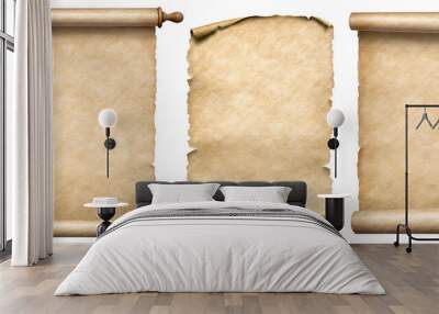 old paper vertical scrolls set isolated Wall mural