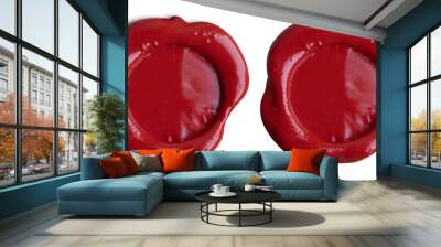 Old red wax seal or stamp isolated. Clipping path with no shadows is included. Wall mural