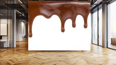 pouring chocolate dripping from cake top isolated on white backg Wall mural