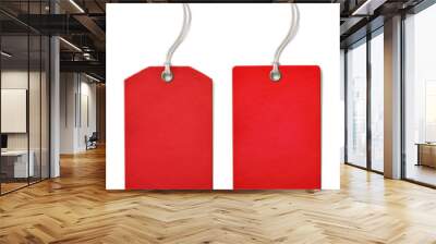 Red blank paper price or sale tag set isolated Wall mural