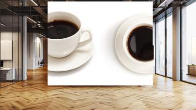 Set of different views to black coffee cup isolated on white Wall mural