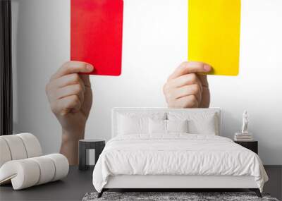 Soccer red and yellow card showing isolated Wall mural