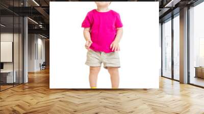 standing baby girl in tshirt isolated Wall mural