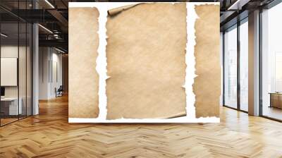 Vintage paper or parchment set isolated on white Wall mural